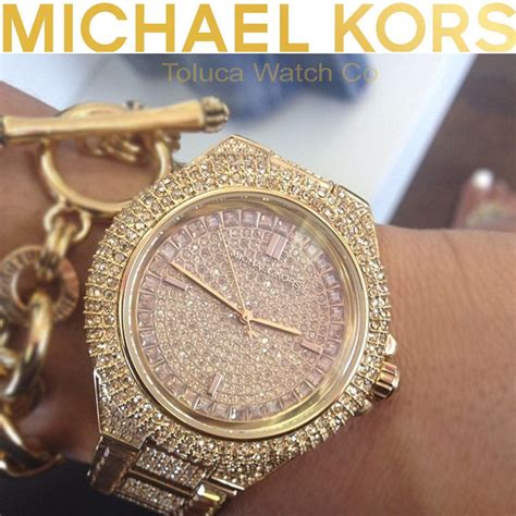 michael kors womens watch gold swarovski crystal encrusted|michael kors rose gold.